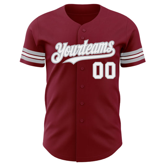 Custom Crimson White-Gray Authentic Baseball Jersey - Sky-Custom