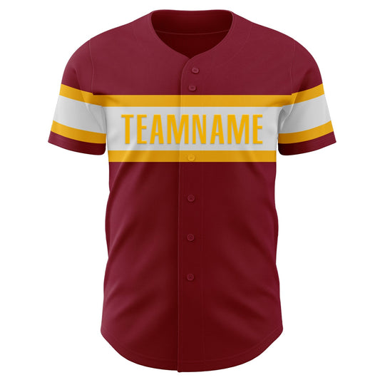 Custom Crimson White-Gold Authentic Baseball Jersey - Sky-Custom