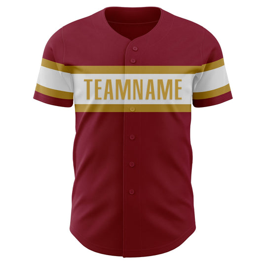 Custom Crimson White-Old Gold Authentic Baseball Jersey - Sky-Custom