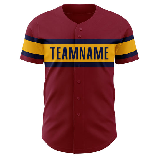 Custom Crimson Gold-Navy Authentic Baseball Jersey - Sky-Custom
