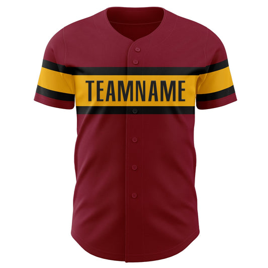 Custom Crimson Gold-Black Authentic Baseball Jersey - Sky-Custom