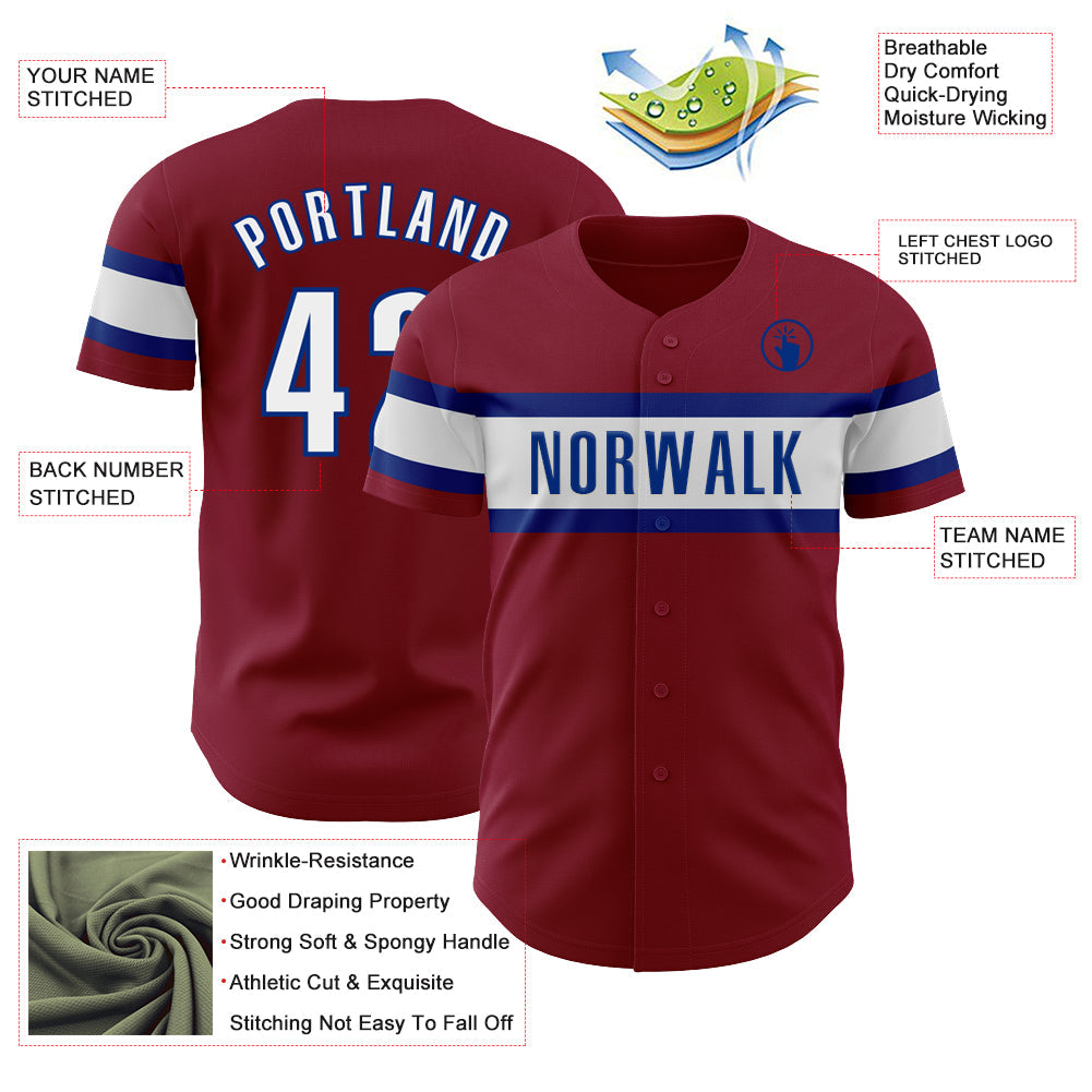 Custom Crimson White-Royal Authentic Baseball Jersey - Sky-Custom