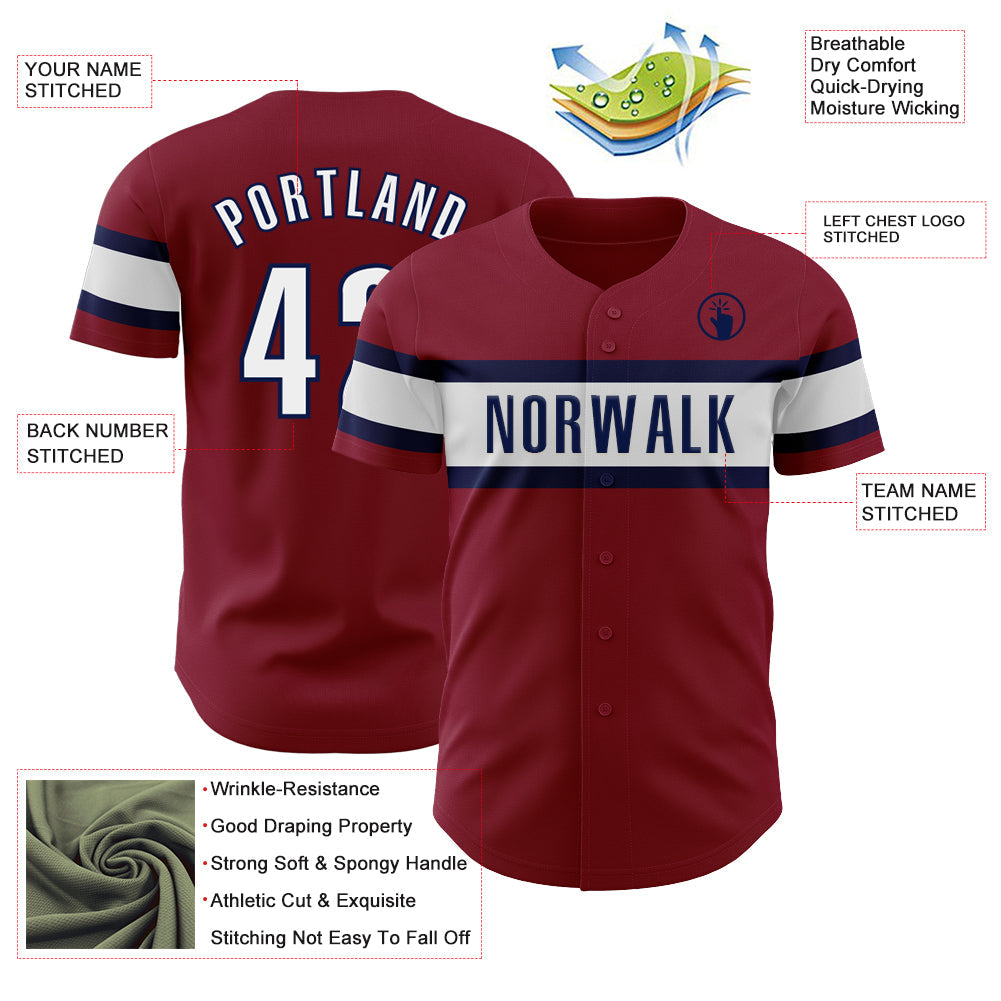 Custom Crimson White-Navy Authentic Baseball Jersey - Sky-Custom