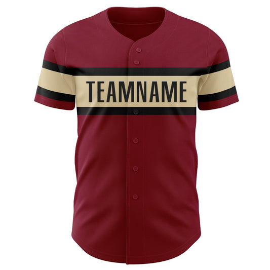 Custom Crimson Black-Cream Authentic Baseball Jersey - Sky-Custom