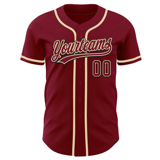 Custom Crimson Cream-Black Authentic Baseball Jersey - Sky-Custom
