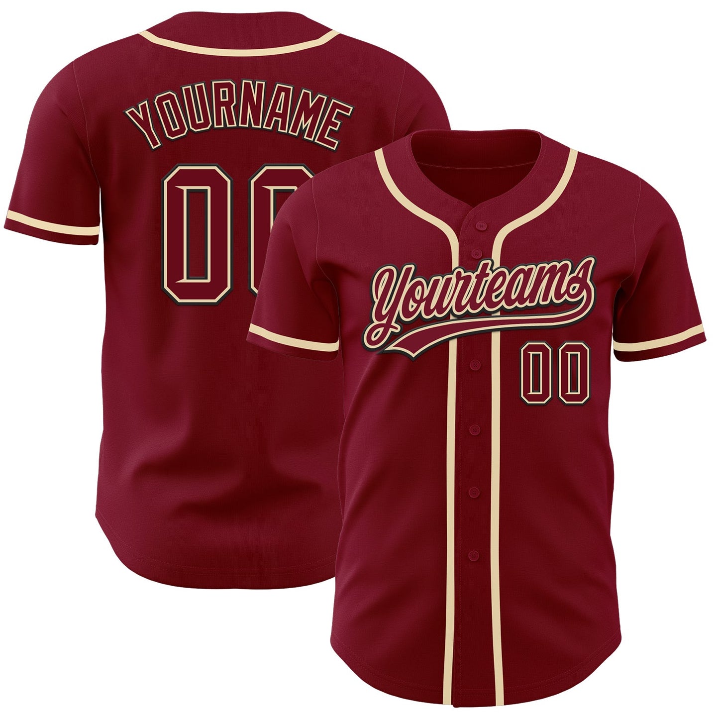 Custom Crimson Cream-Black Authentic Baseball Jersey - Sky-Custom