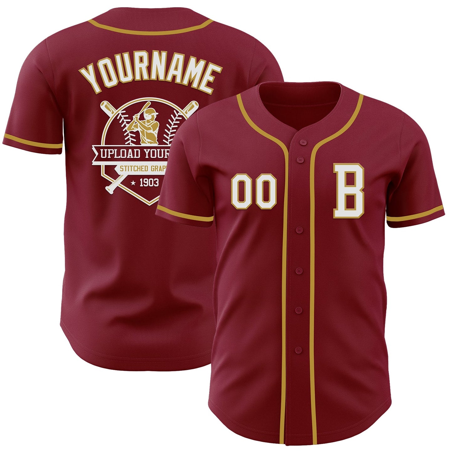 Custom Crimson White-Old Gold Authentic Baseball Jersey - Sky-Custom