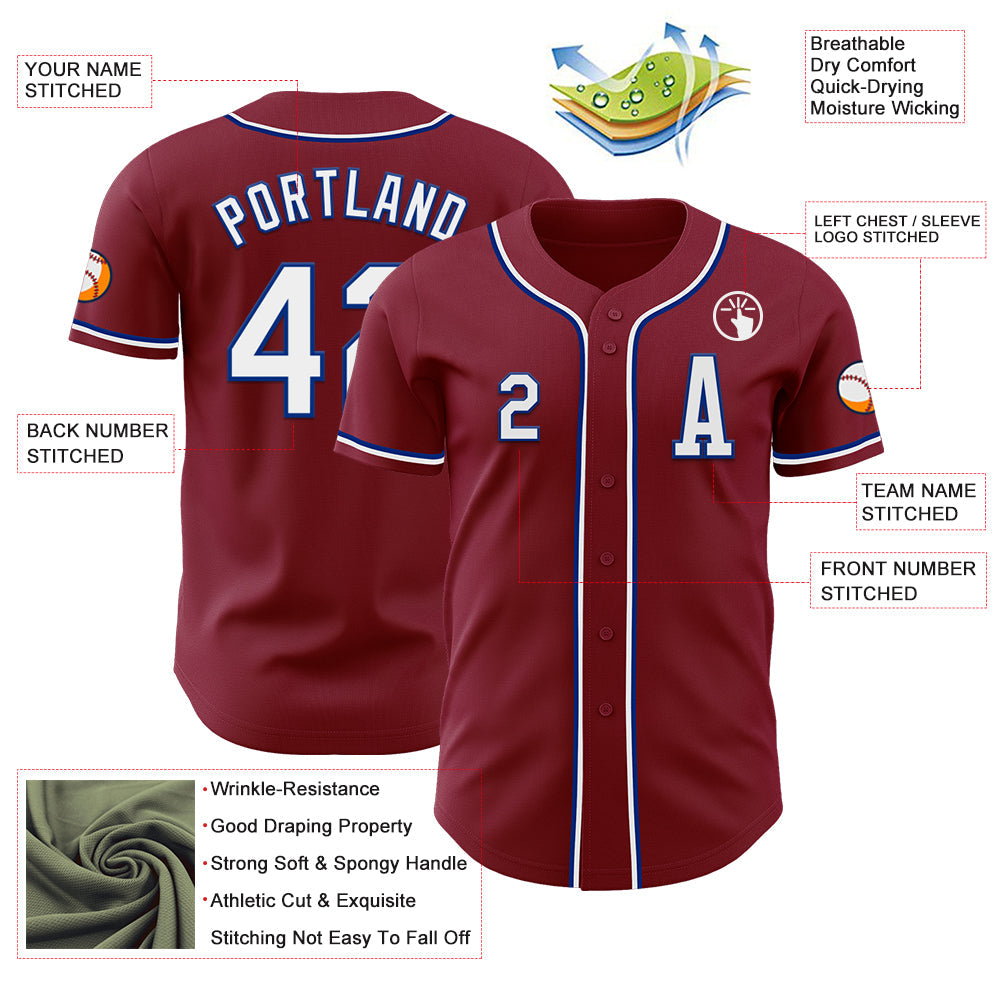 Custom Crimson White-Royal Authentic Baseball Jersey - Sky-Custom