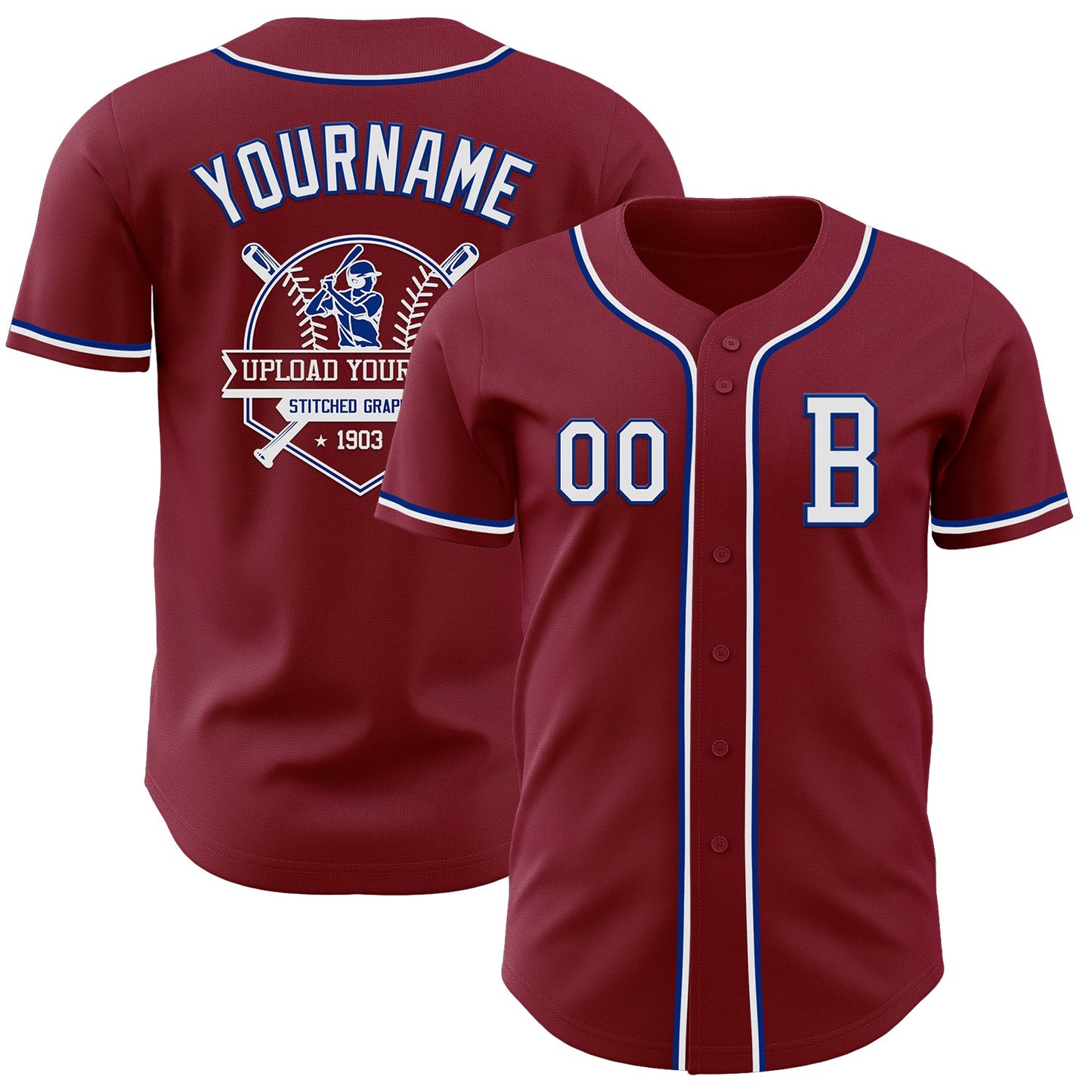 Custom Crimson White-Royal Authentic Baseball Jersey - Sky-Custom