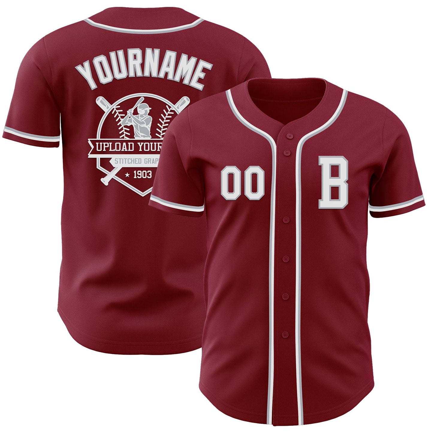 Custom Crimson White-Gray Authentic Baseball Jersey - Sky-Custom