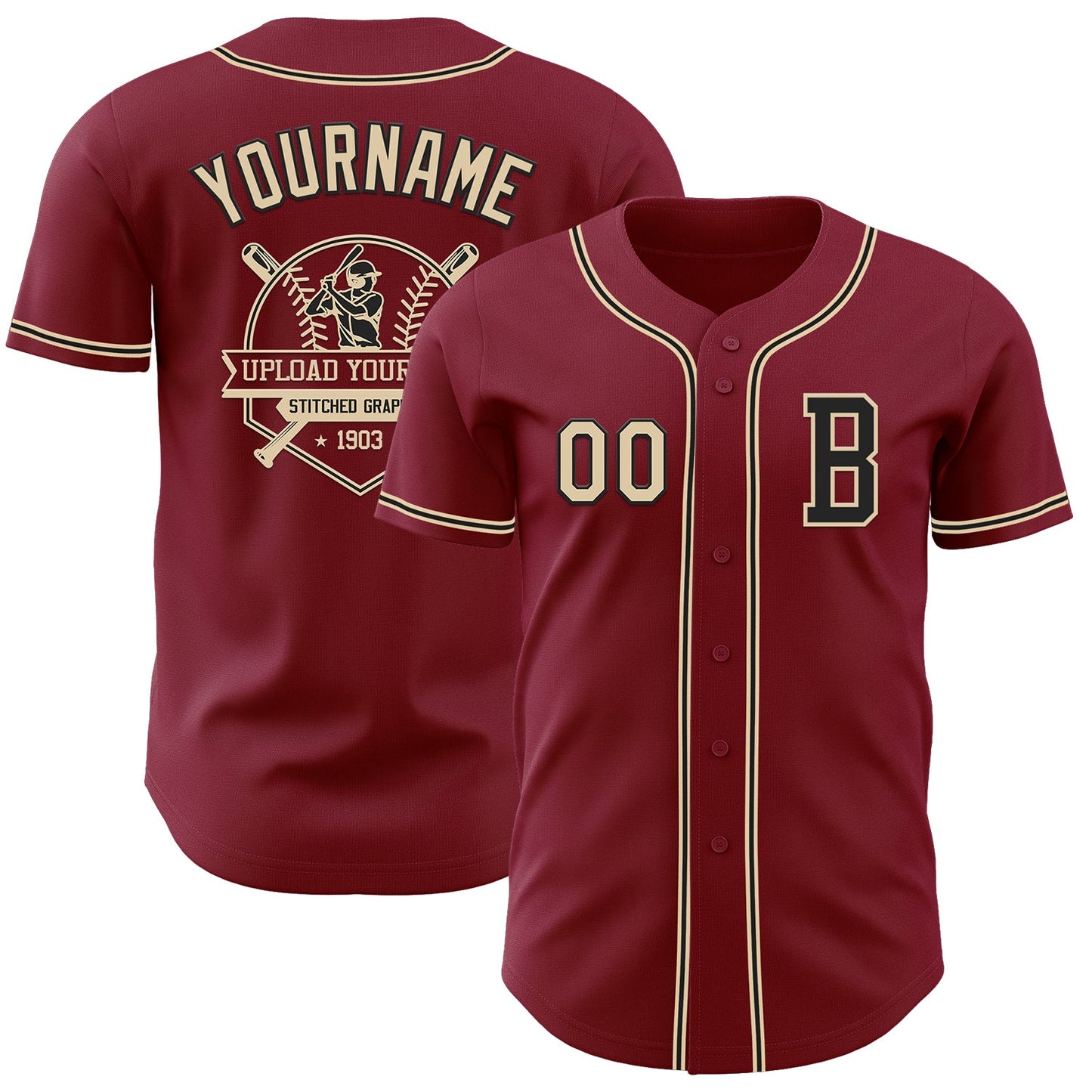 Custom Crimson City Cream-Black Authentic Baseball Jersey - Sky-Custom