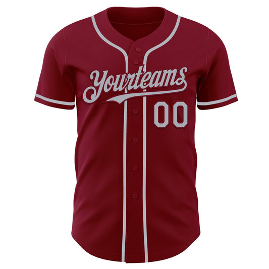 Custom Crimson Gray Authentic Baseball Jersey - Sky-Custom