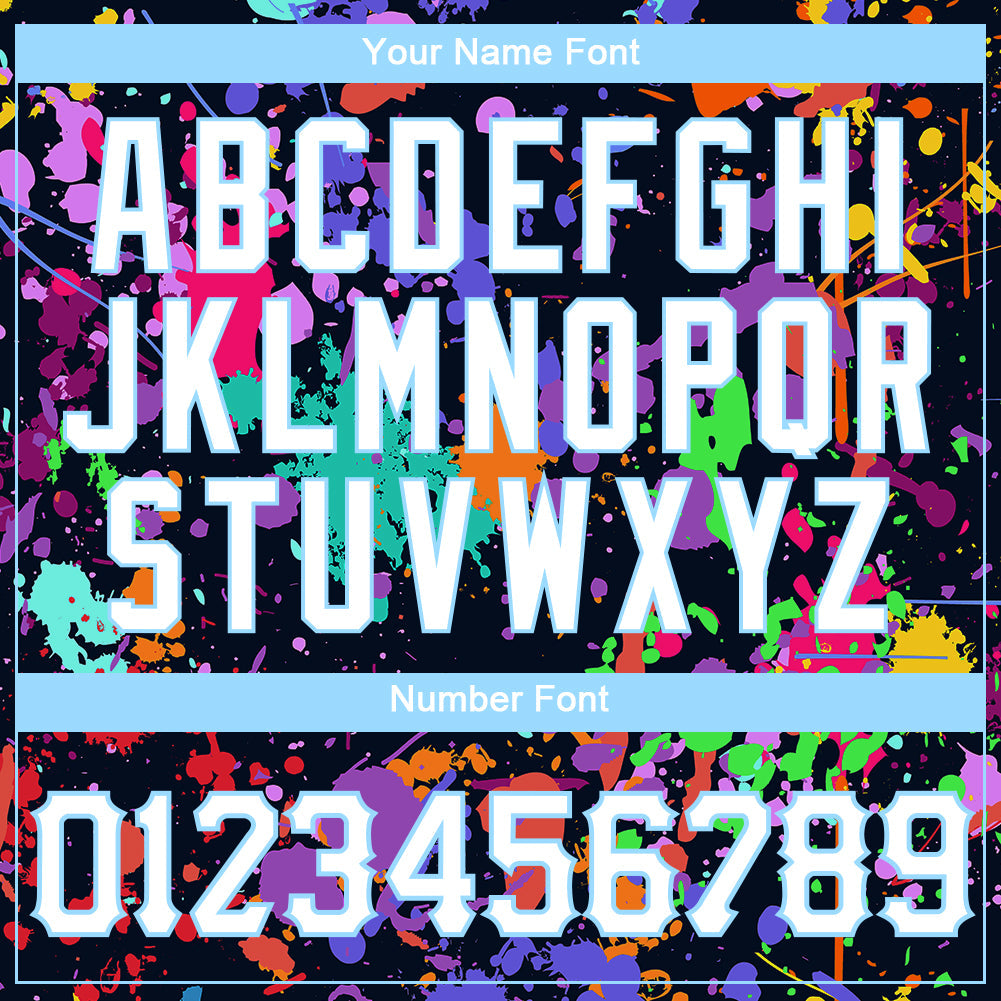 Custom Women's Graffiti Pattern White-Light Blue Splashes 3D V-Neck Cropped Baseball Jersey - Sky-Custom