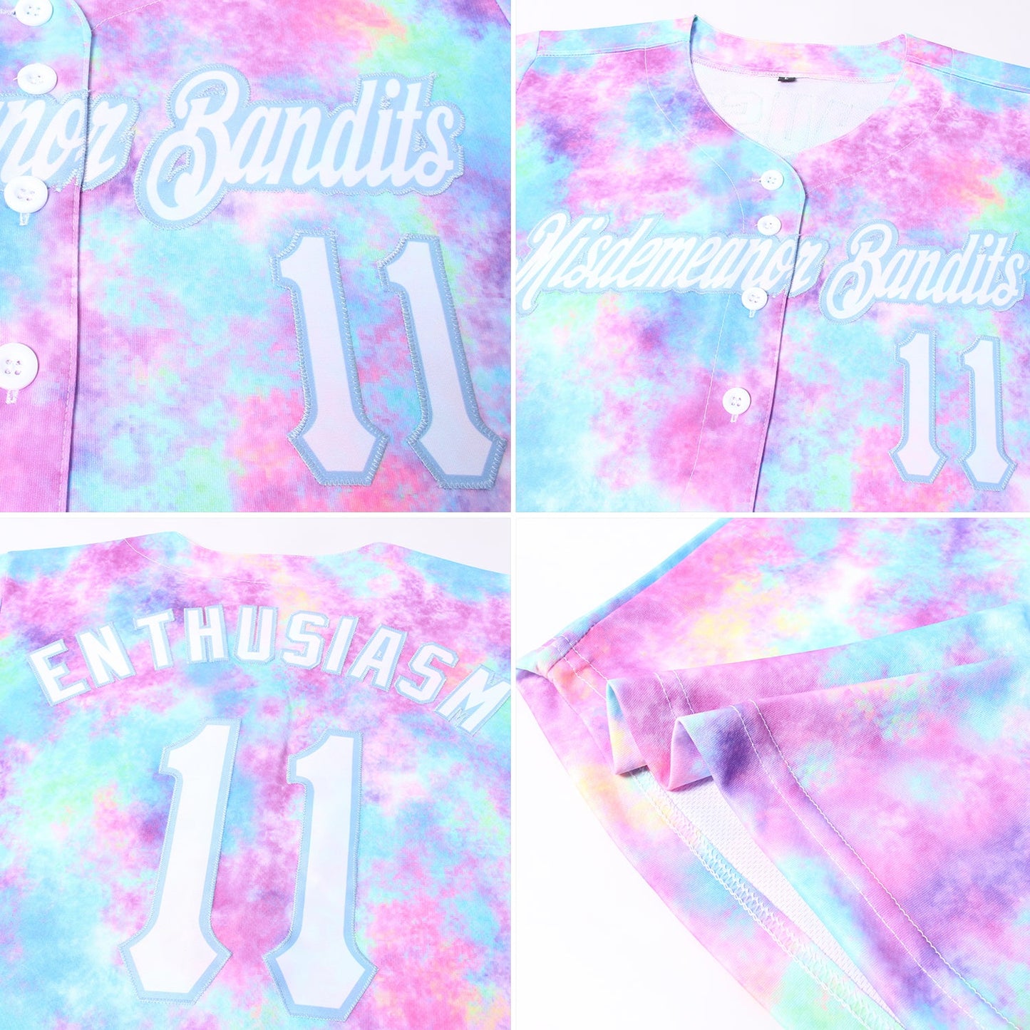 Custom Women's Tie Dye White-Light Blue Watercolor Gradient 3D V-Neck Cropped Baseball Jersey - Sky-Custom