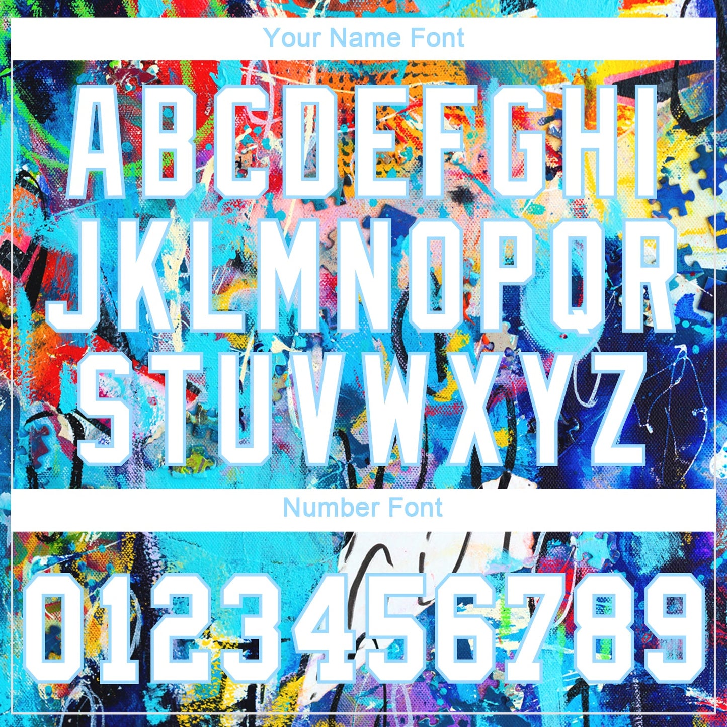 Custom Women's Graffiti Pattern White-Light Blue Multi Colored Mixed Media Art 3D V-Neck Cropped Baseball Jersey - Sky-Custom