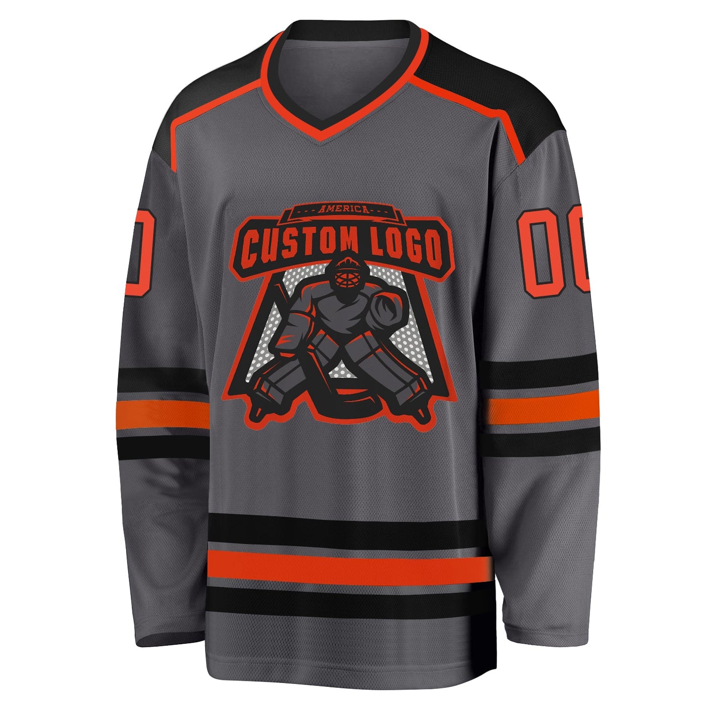 Custom Steel Gray Orange-Black Hockey Jersey - Sky-Custom