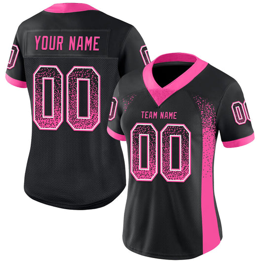 Custom Black Pink-White Mesh Drift Fashion Football Jersey - Sky-Custom