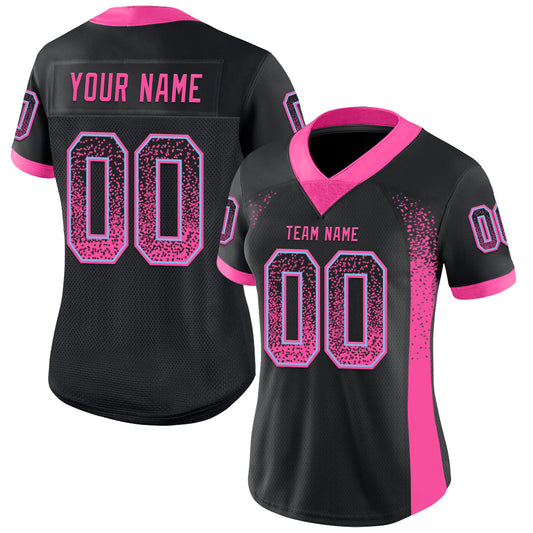 Custom Black Pink-Light Blue Mesh Drift Fashion Football Jersey - Sky-Custom