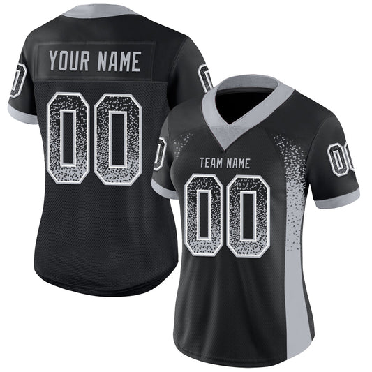 Custom Black Gray-White Mesh Drift Fashion Football Jersey - Sky-Custom