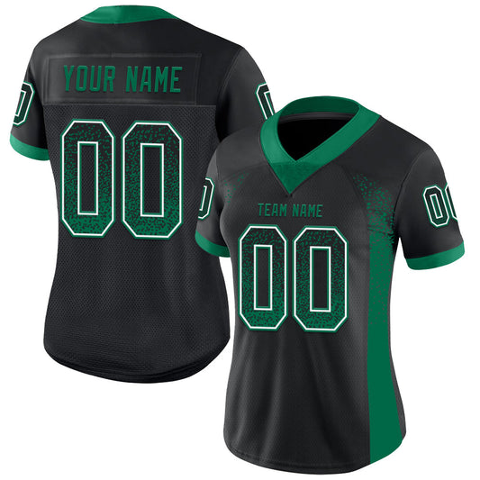 Custom Black Kelly Green-White Mesh Drift Fashion Football Jersey - Sky-Custom