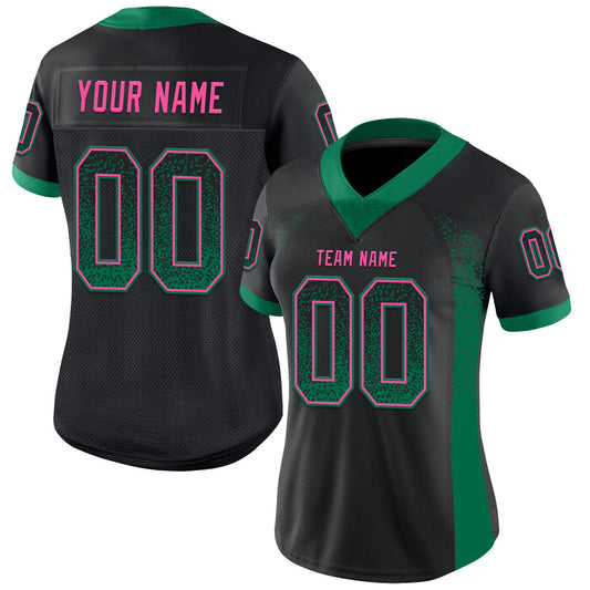 Custom Black Kelly Green-Pink Mesh Drift Fashion Football Jersey - Sky-Custom