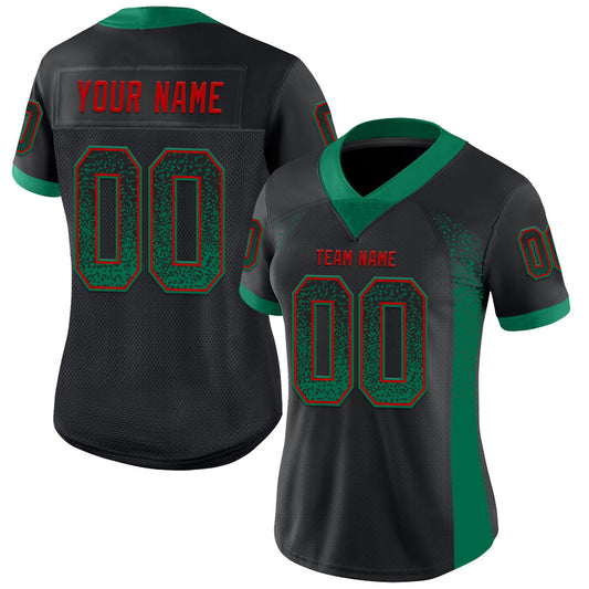 Custom Black Kelly Green-Red Mesh Drift Fashion Football Jersey - Sky-Custom