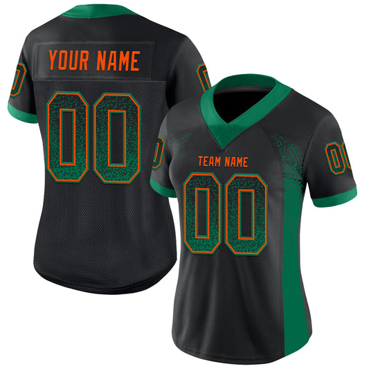 Custom Black Kelly Green-Orange Mesh Drift Fashion Football Jersey - Sky-Custom