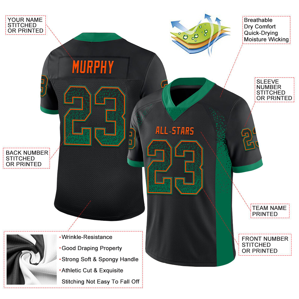 Custom Black Kelly Green-Orange Mesh Drift Fashion Football Jersey - Sky-Custom