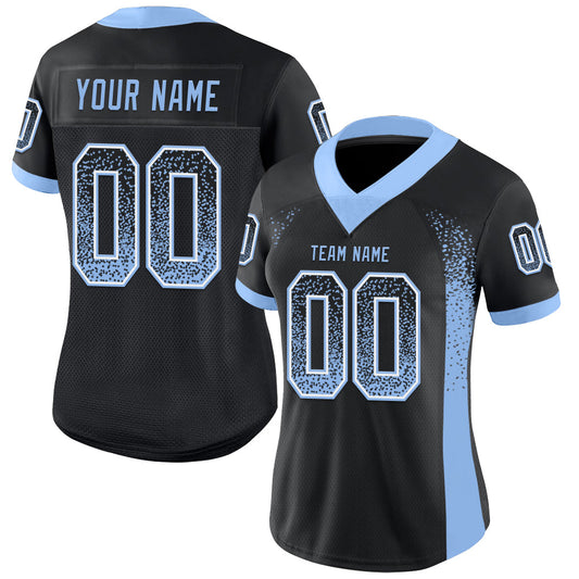 Custom Black Light Blue-White Mesh Drift Fashion Football Jersey - Sky-Custom