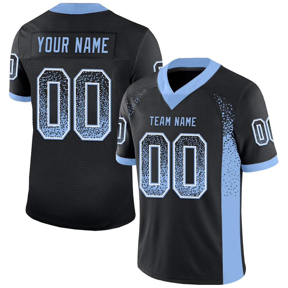 Custom Black Light Blue-White Mesh Drift Fashion Football Jersey - Sky-Custom