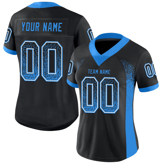 Custom Black Powder Blue-White Mesh Drift Fashion Football Jersey - Sky-Custom