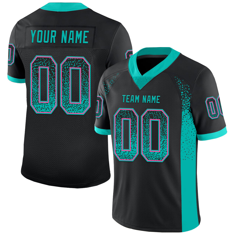 Custom Black Aqua-Pink Mesh Drift Fashion Football Jersey - Sky-Custom
