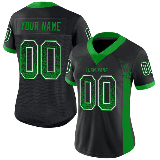 Custom Black Grass Green-White Mesh Drift Fashion Football Jersey - Sky-Custom