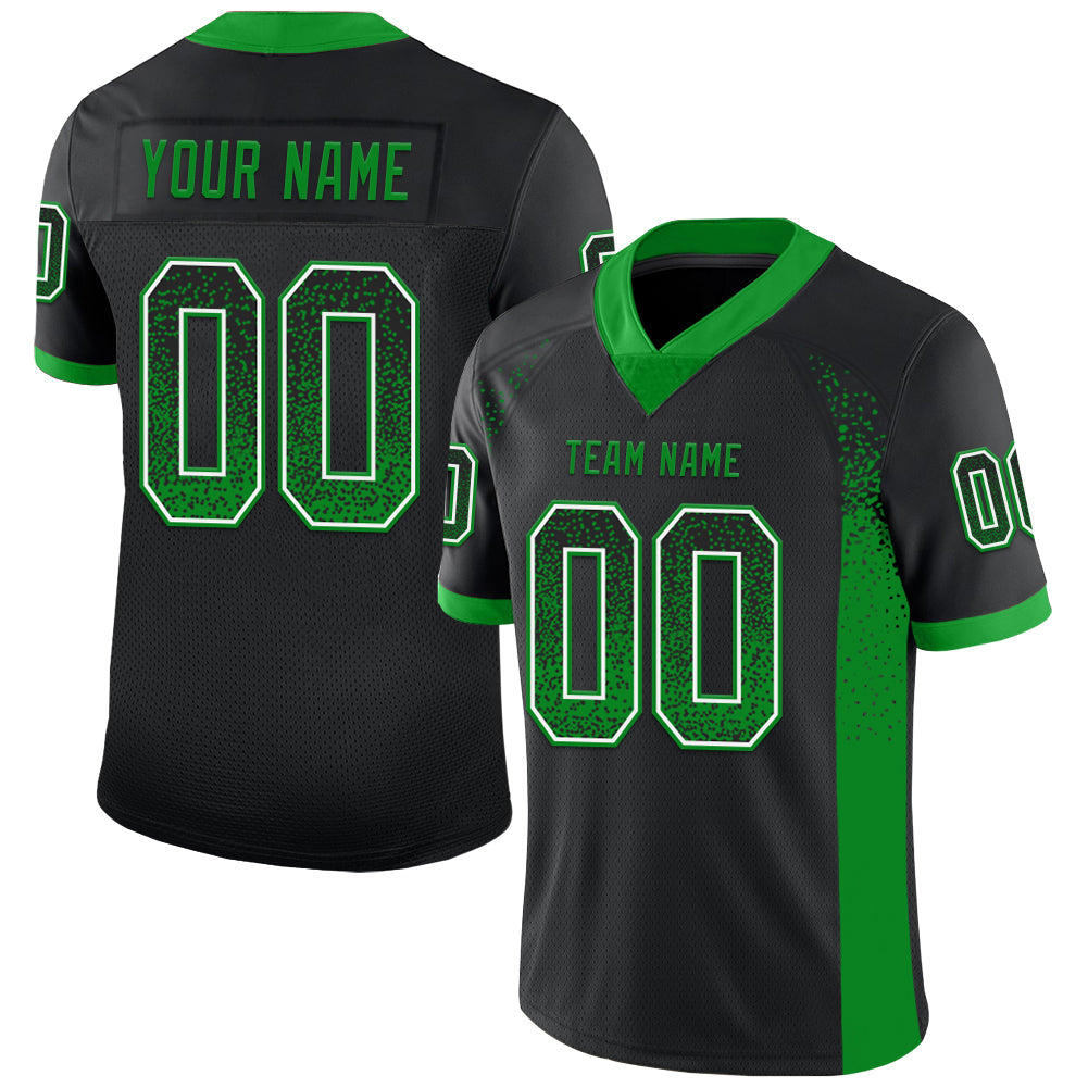 Custom Black Grass Green-White Mesh Drift Fashion Football Jersey - Sky-Custom