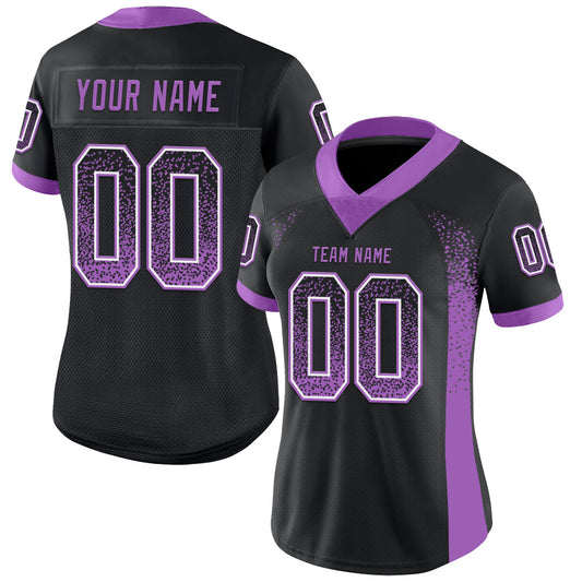 Custom Black Medium Purple-White Mesh Drift Fashion Football Jersey - Sky-Custom