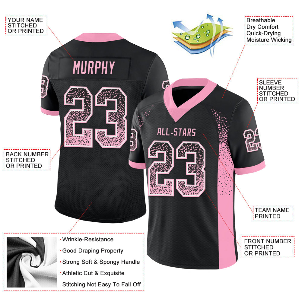 Custom Black Light Pink-White Mesh Drift Fashion Football Jersey - Sky-Custom