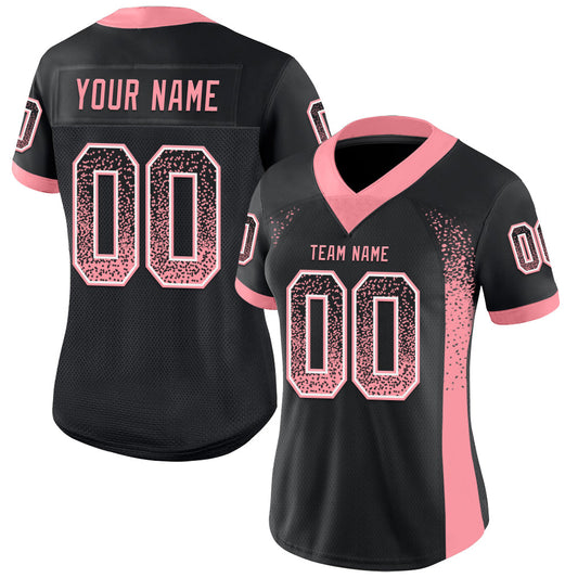 Custom Black Medium Pink-White Mesh Drift Fashion Football Jersey - Sky-Custom