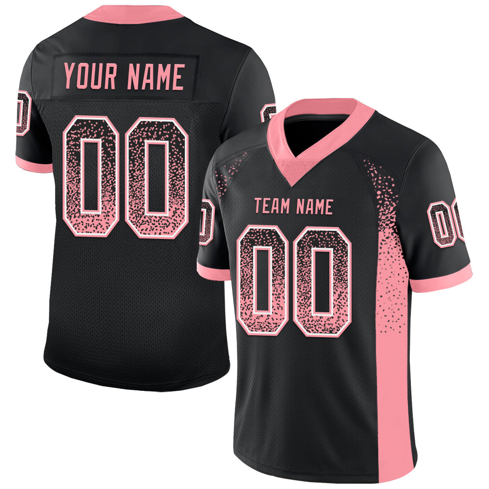 Custom Black Medium Pink-White Mesh Drift Fashion Football Jersey - Sky-Custom