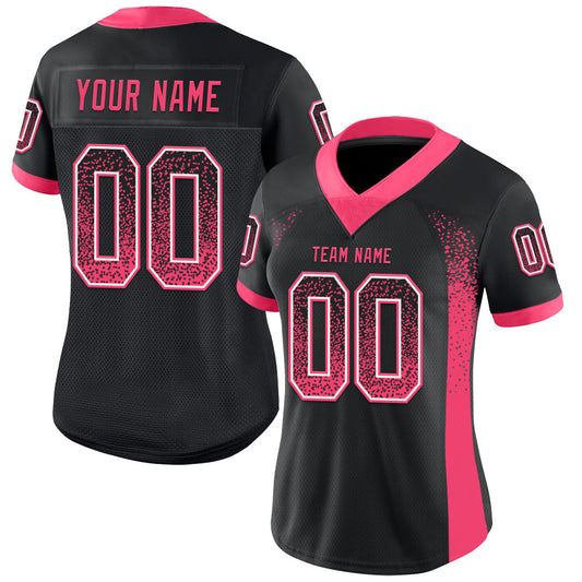 Custom Black Neon Pink-White Mesh Drift Fashion Football Jersey - Sky-Custom