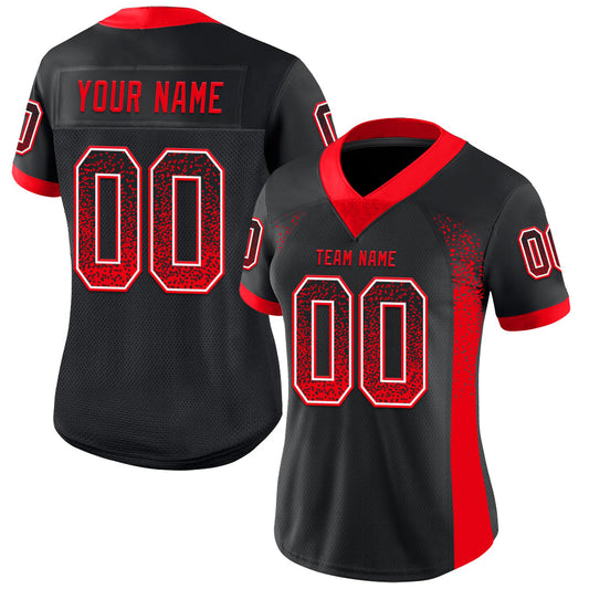 Custom Black Fire Red-White Mesh Drift Fashion Football Jersey - Sky-Custom