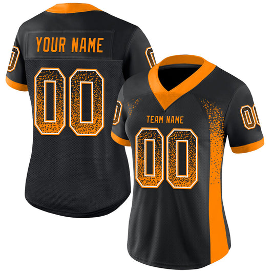 Custom Black Bay Orange-White Mesh Drift Fashion Football Jersey - Sky-Custom