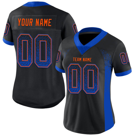 Custom Black Thunder Blue-Orange Mesh Drift Fashion Football Jersey - Sky-Custom