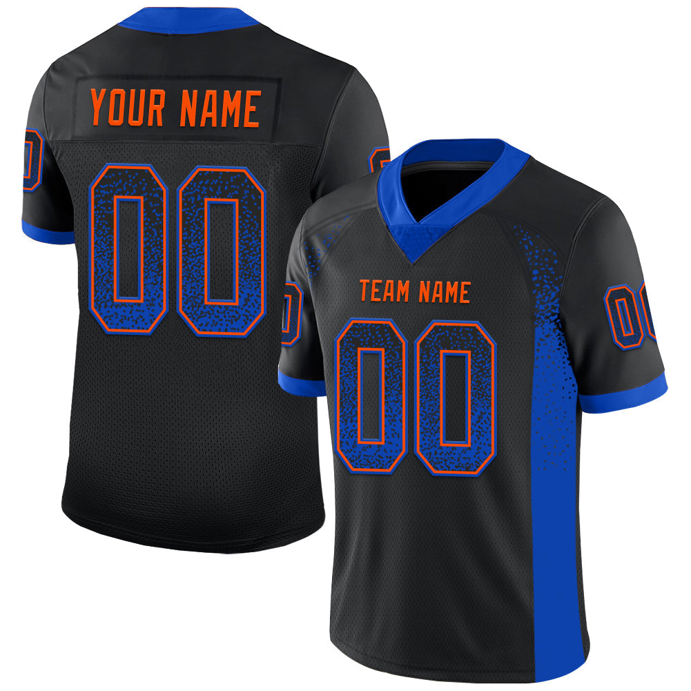 Custom Black Thunder Blue-Orange Mesh Drift Fashion Football Jersey - Sky-Custom