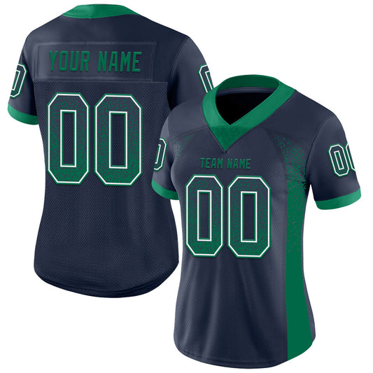 Custom Navy Kelly Green-White Mesh Drift Fashion Football Jersey - Sky-Custom