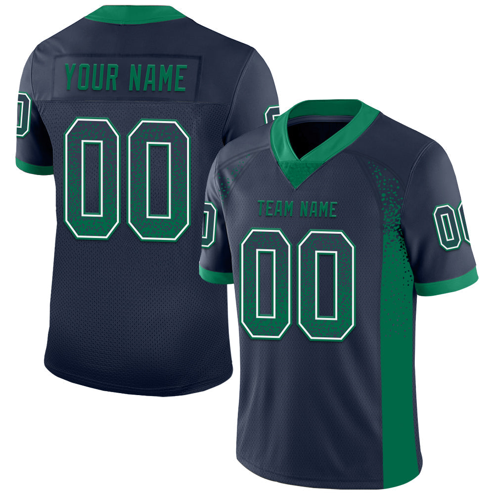 Custom Navy Kelly Green-White Mesh Drift Fashion Football Jersey - Sky-Custom