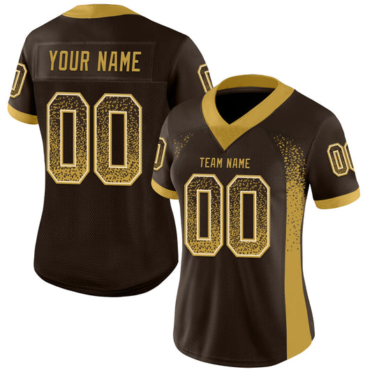 Custom Brown Old Gold-Cream Mesh Drift Fashion Football Jersey - Sky-Custom