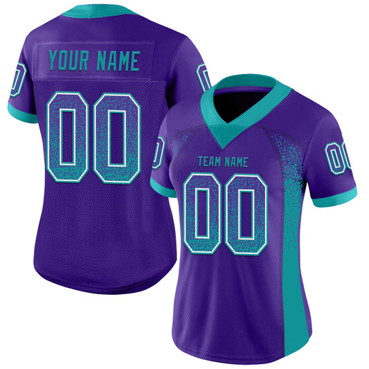 Custom Purple Teal-White Mesh Drift Fashion Football Jersey - Sky-Custom