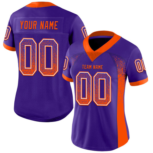 Custom Purple Orange-White Mesh Drift Fashion Football Jersey - Sky-Custom