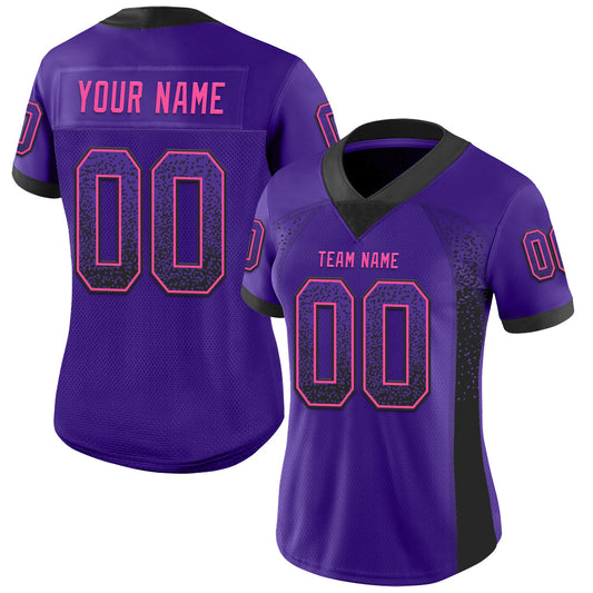 Custom Purple Black-Pink Mesh Drift Fashion Football Jersey - Sky-Custom