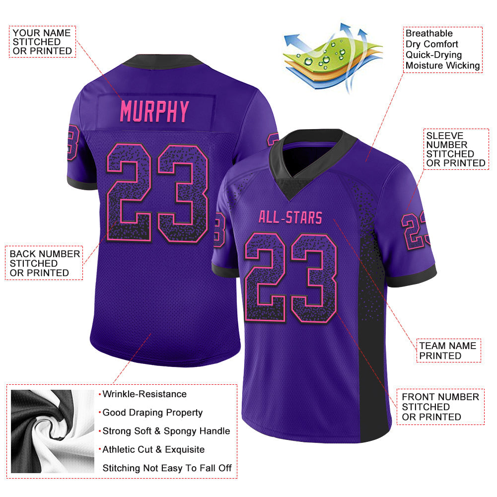 Custom Purple Black-Pink Mesh Drift Fashion Football Jersey - Sky-Custom